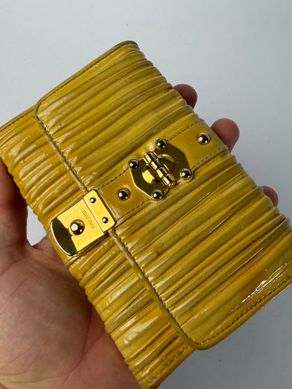 Vintage Mit Miu Miu Matelassé Patent Bifold Wallet Late 2000s Yellow