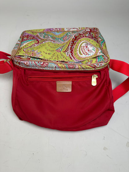 Vintage Etro Paisley Print Cotton Crossbody Bag Red Green Blue
