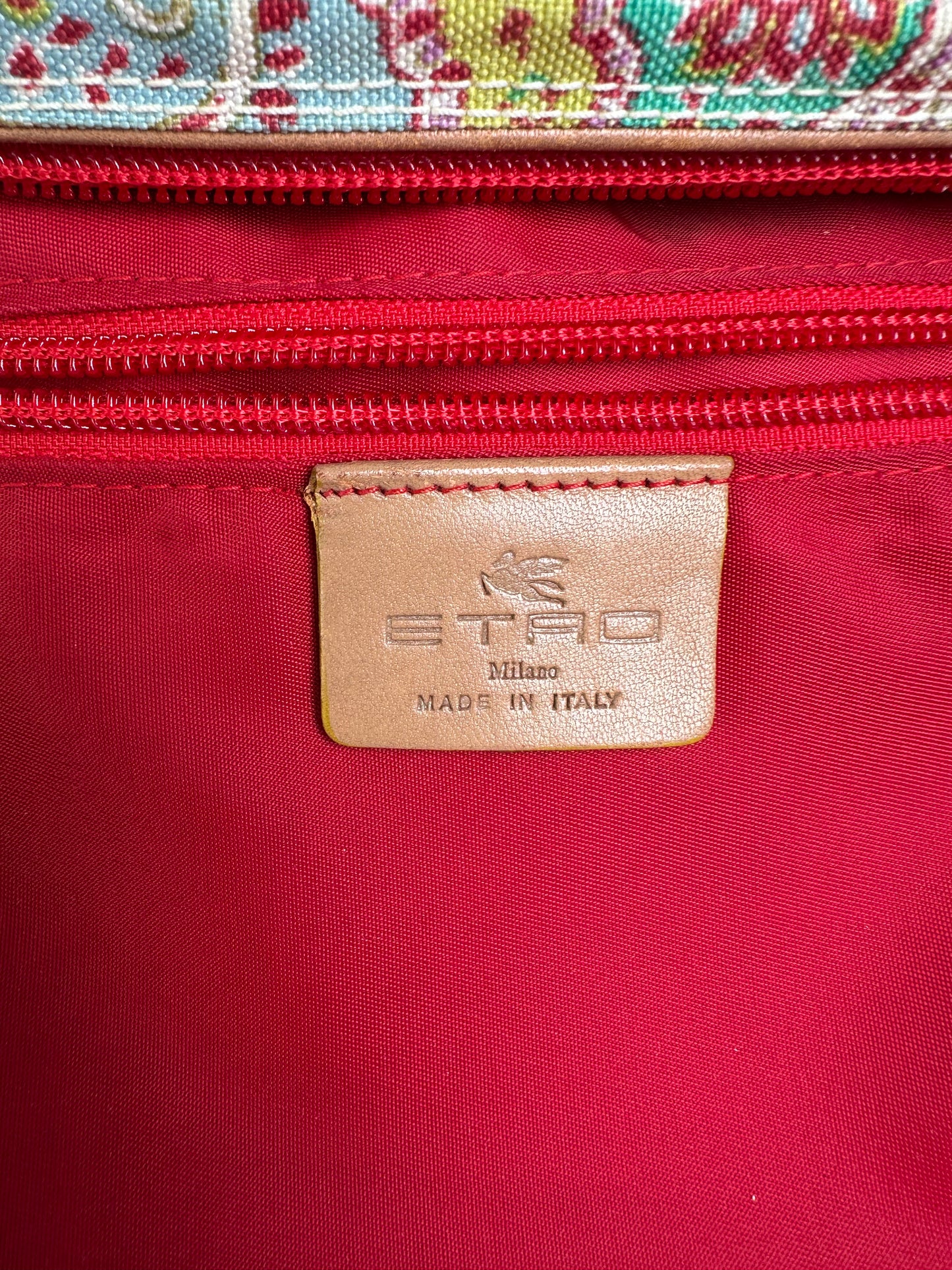 Vintage Etro Paisley Print Cotton Crossbody Bag Red Green Blue