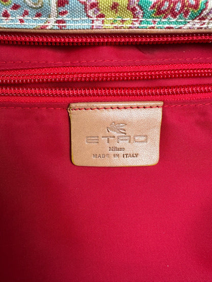 Vintage Etro Paisley Print Cotton Crossbody Bag Red Green Blue