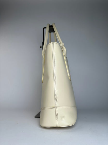 Vintage Issey Miyake Leather Handbag White Cream