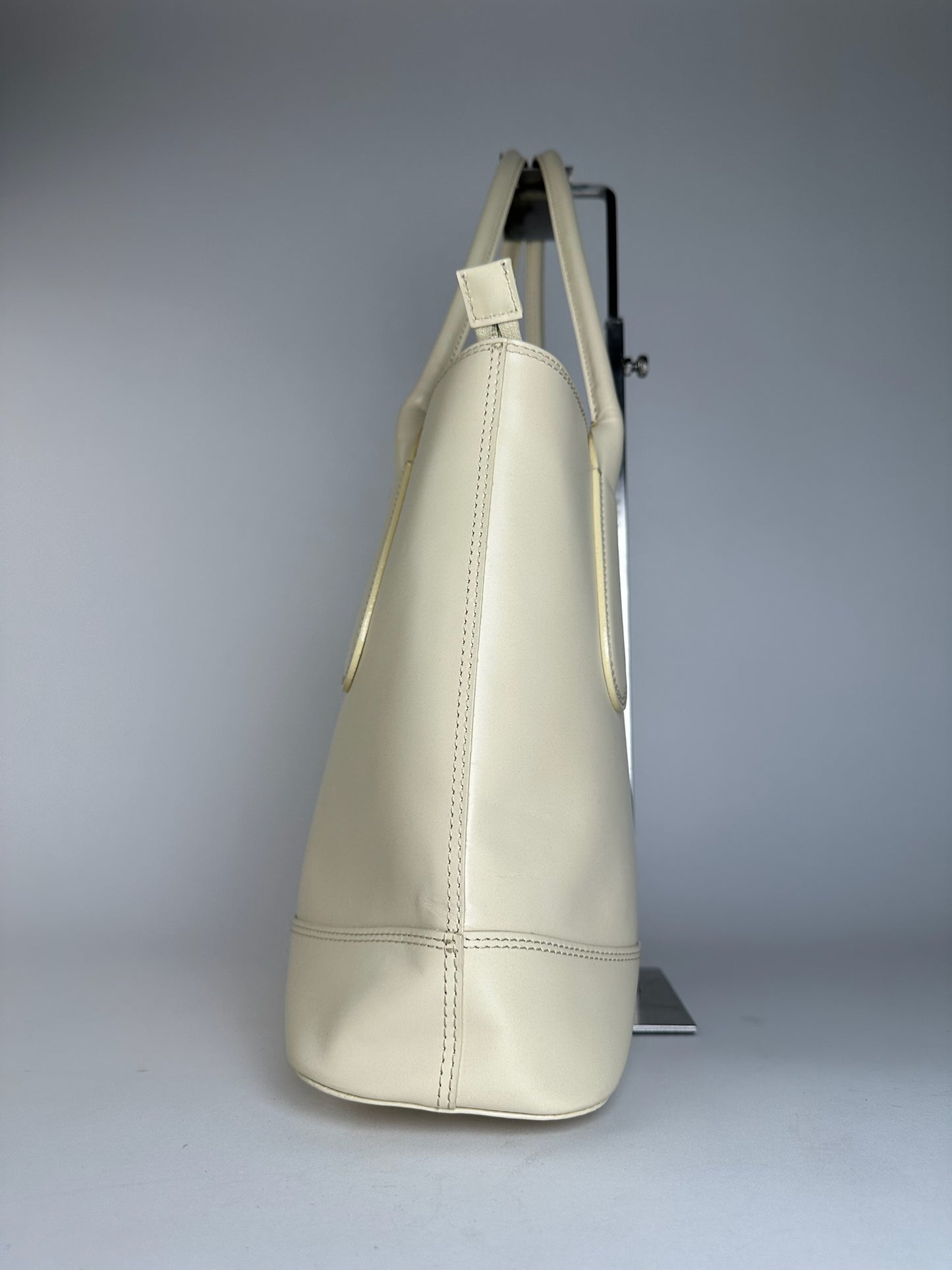Vintage Issey Miyake Leather Handbag White Cream