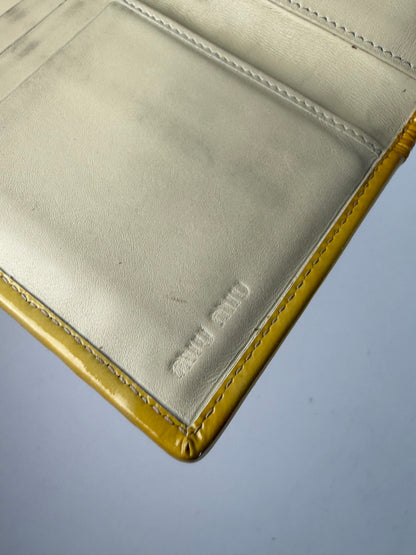 Vintage Mit Miu Miu Matelassé Patent Bifold Wallet Late 2000s Yellow