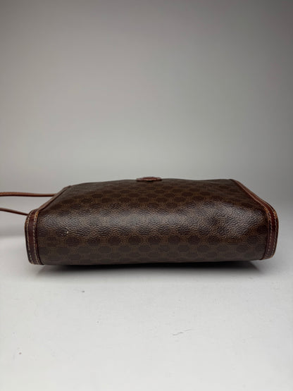 Vintage Celine Paris Leather Monogram Clutch Brown