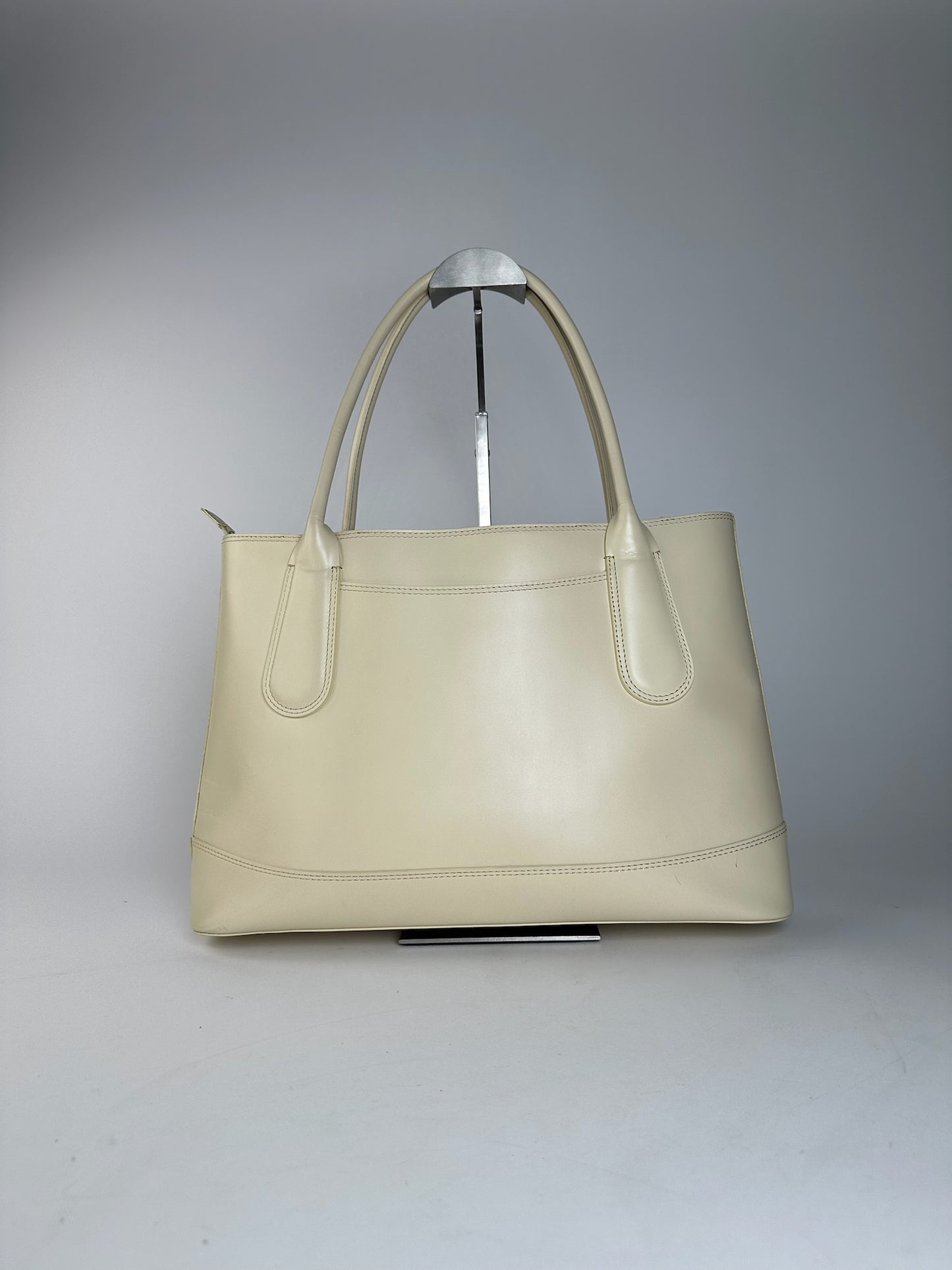 Vintage Issey Miyake Leather Handbag White Cream