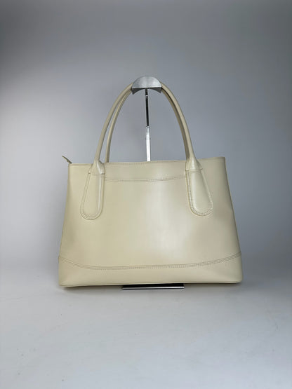 Vintage Issey Miyake Leather Handbag White Cream