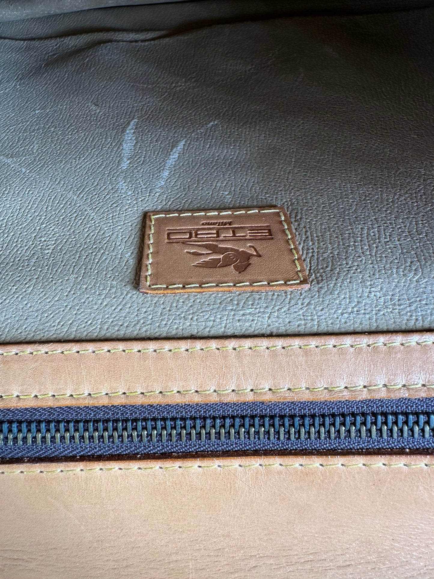 Vintage Etro Paisley Leather Briefcase Brown Rust Gold