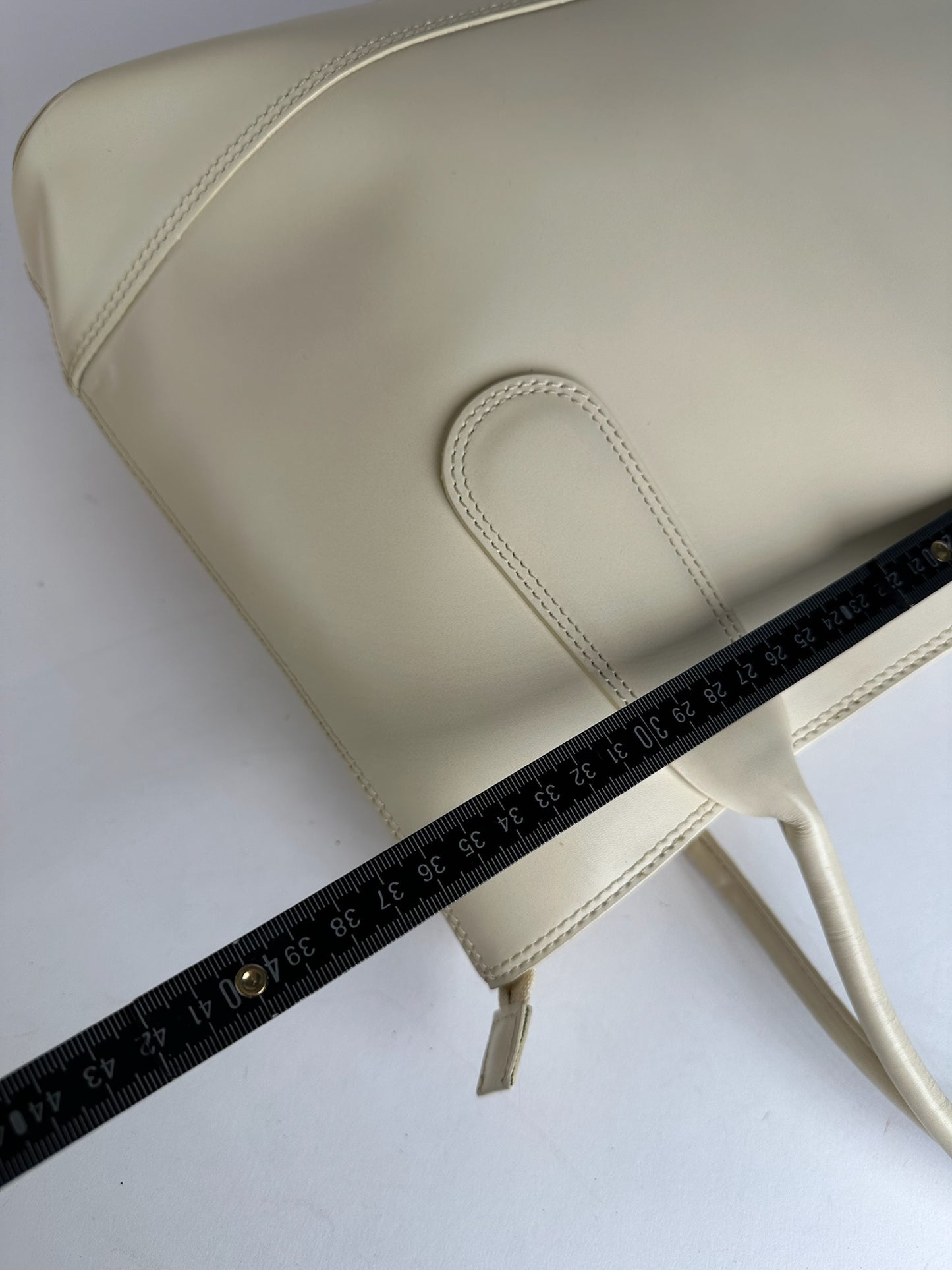 Vintage Issey Miyake Leather Handbag White Cream