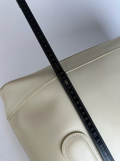 Vintage Issey Miyake Leather Handbag White Cream