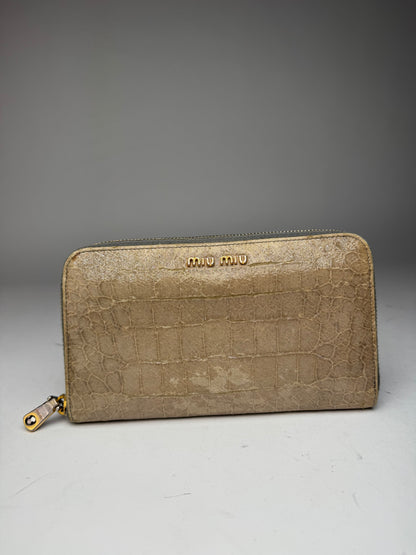 Vintage Miu Miu Leather Wallet white Brown