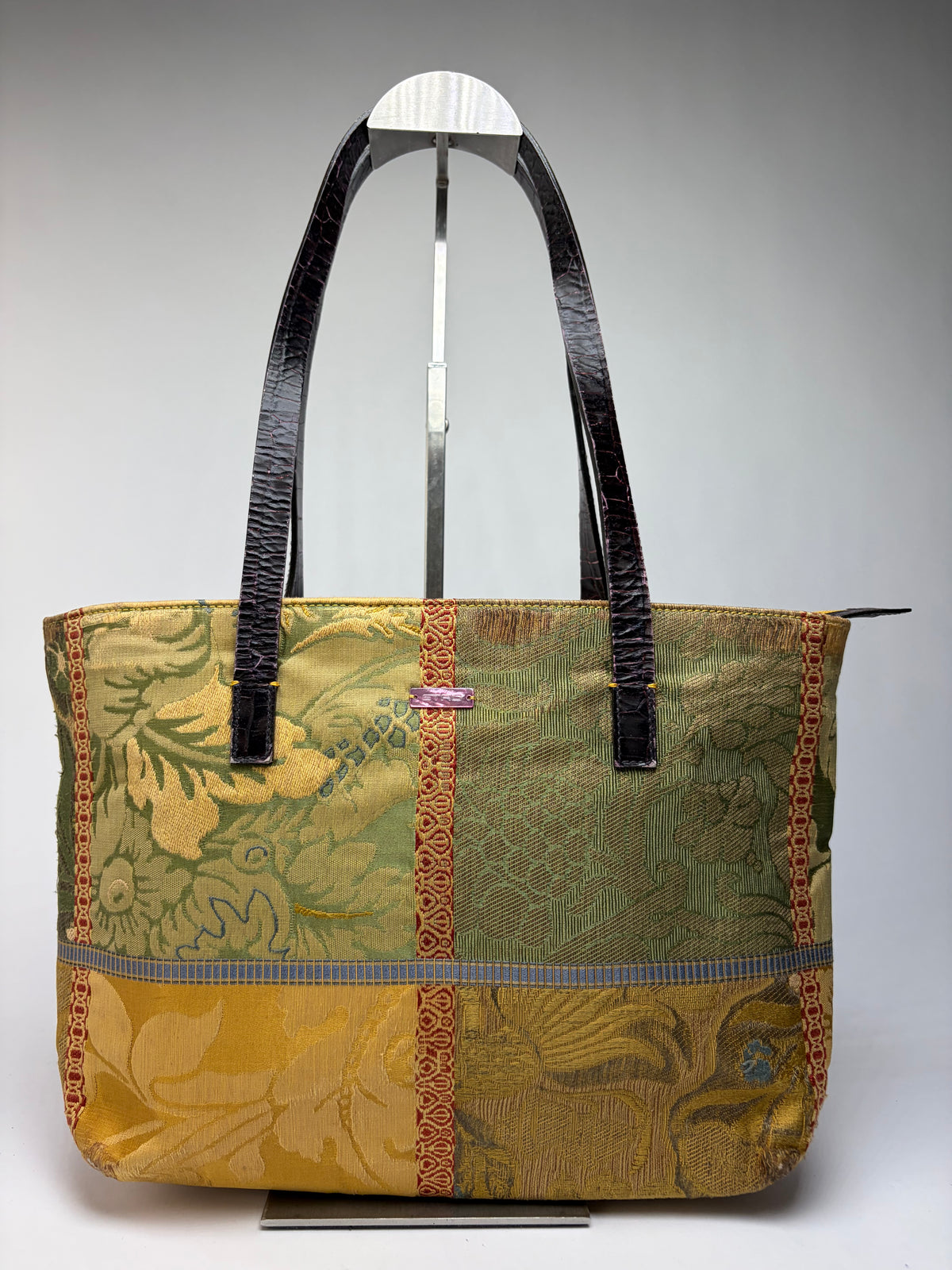 Vintage Etro Jacquard Patchwork Tote Late 1990s Multicolour