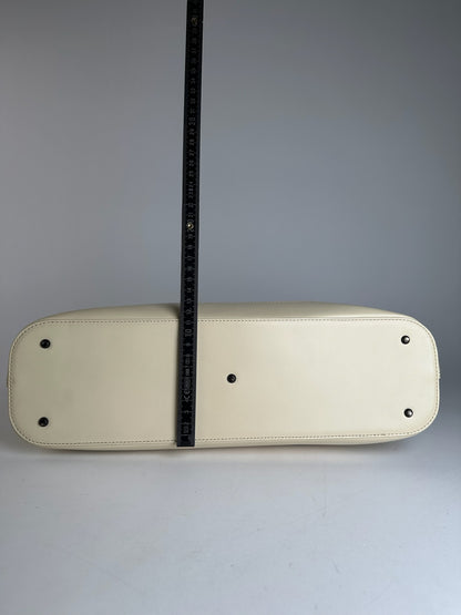 Vintage Issey Miyake Leather Handbag White Cream