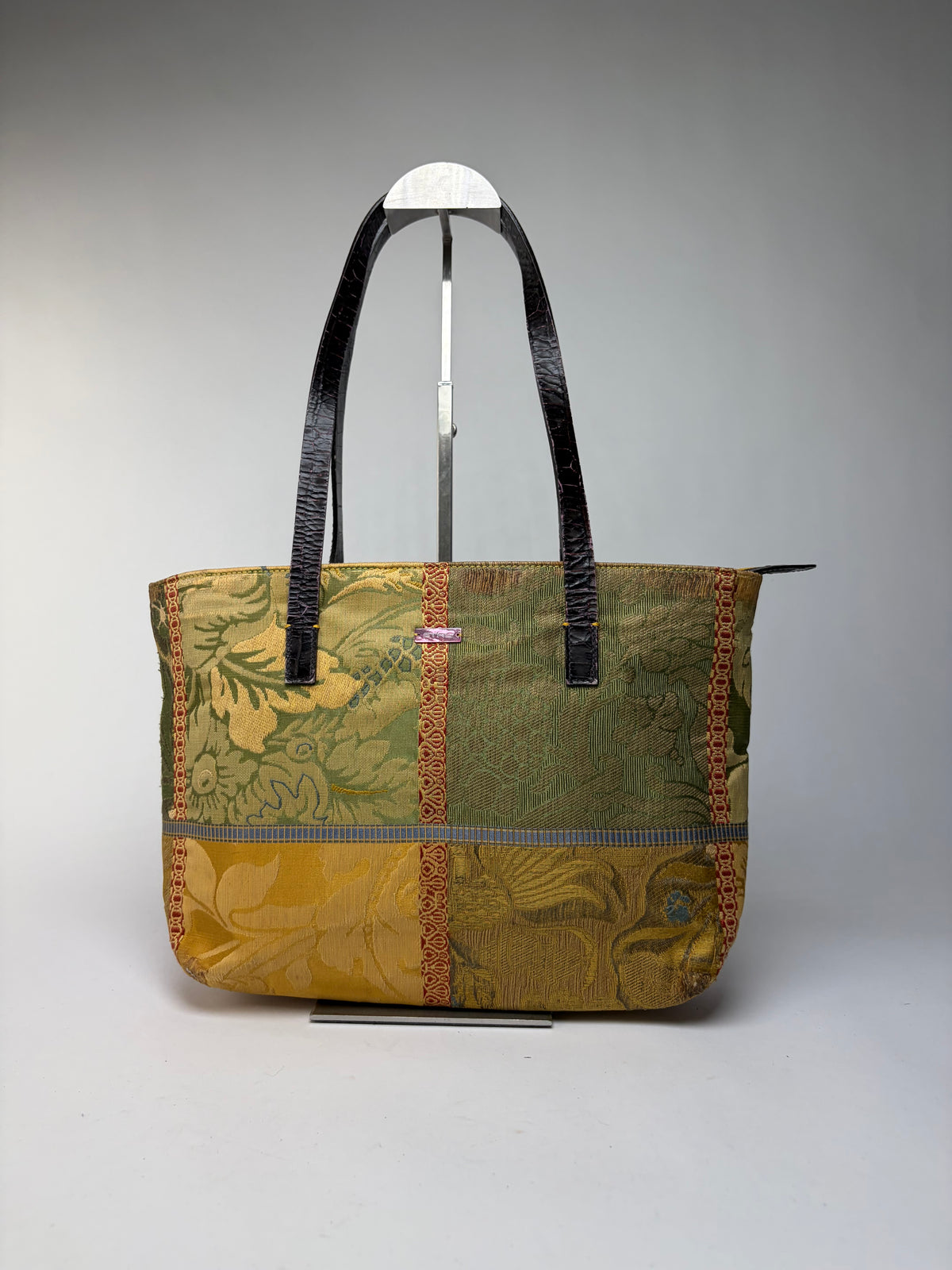Vintage Etro Jacquard Patchwork Tote Late 1990s Multicolour