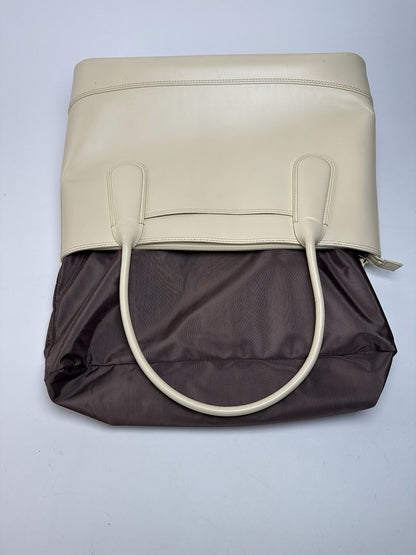 Vintage Issey Miyake Leather Handbag White Cream