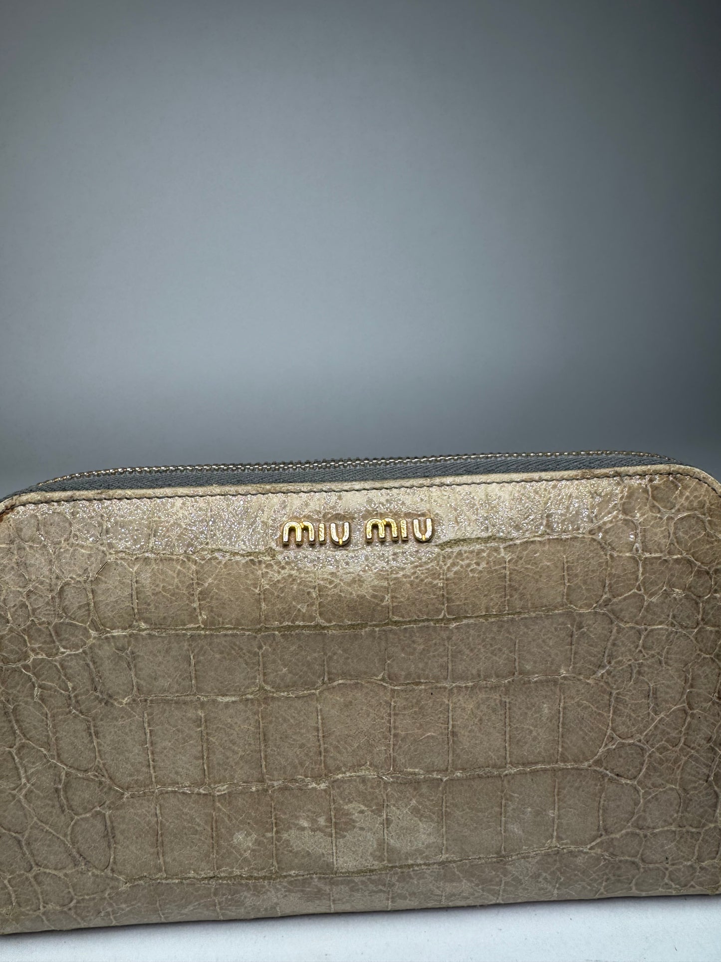 Vintage Miu Miu Leather Wallet white Brown