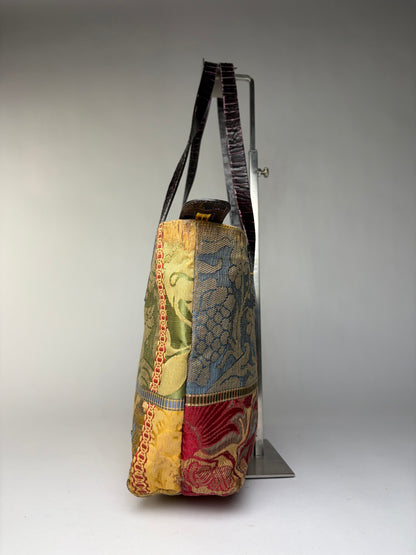 Vintage Etro Jacquard Patchwork Tote Late 1990s Multicolour