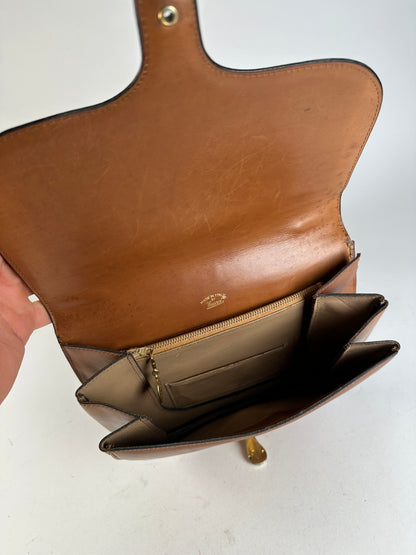 Vintage Gucci Leather Shoulder Bag Tan