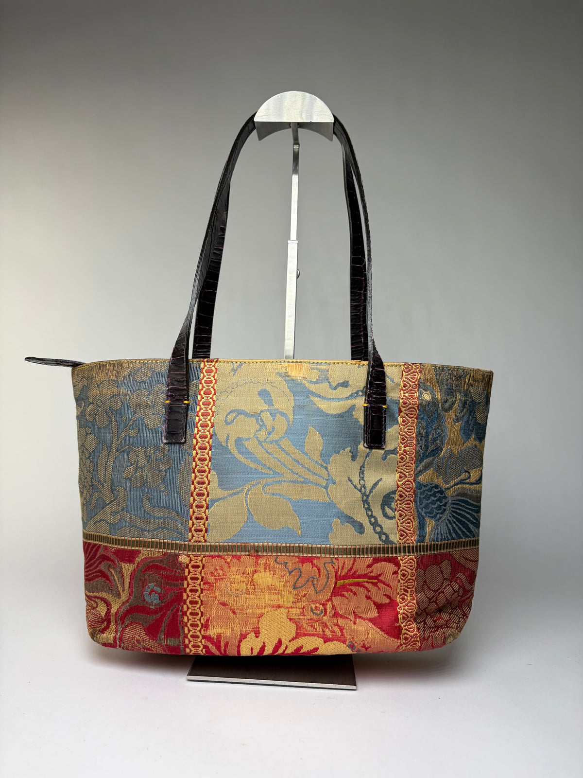 Vintage Etro Jacquard Patchwork Tote Late 1990s Multicolour