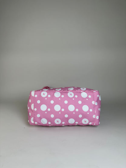 Vintage Courreges Polka Dot Nylon Hobo Bag Pink White