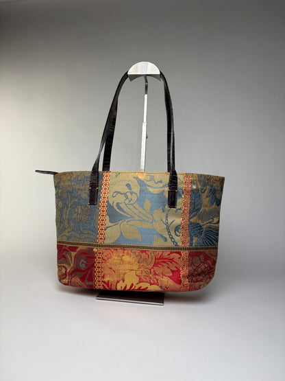 Vintage Etro Jacquard Patchwork Tote Late 1990s Multicolour
