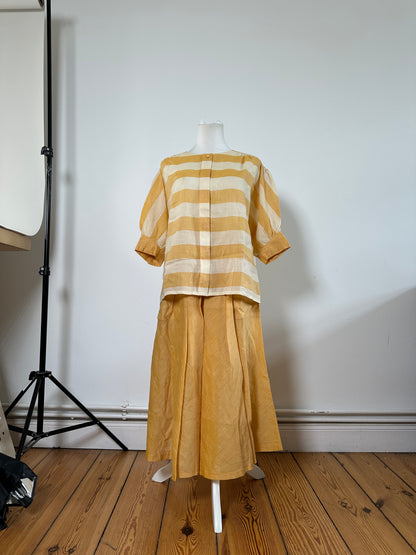 Vintage Dior Linen Twin Set Yellow Cream M