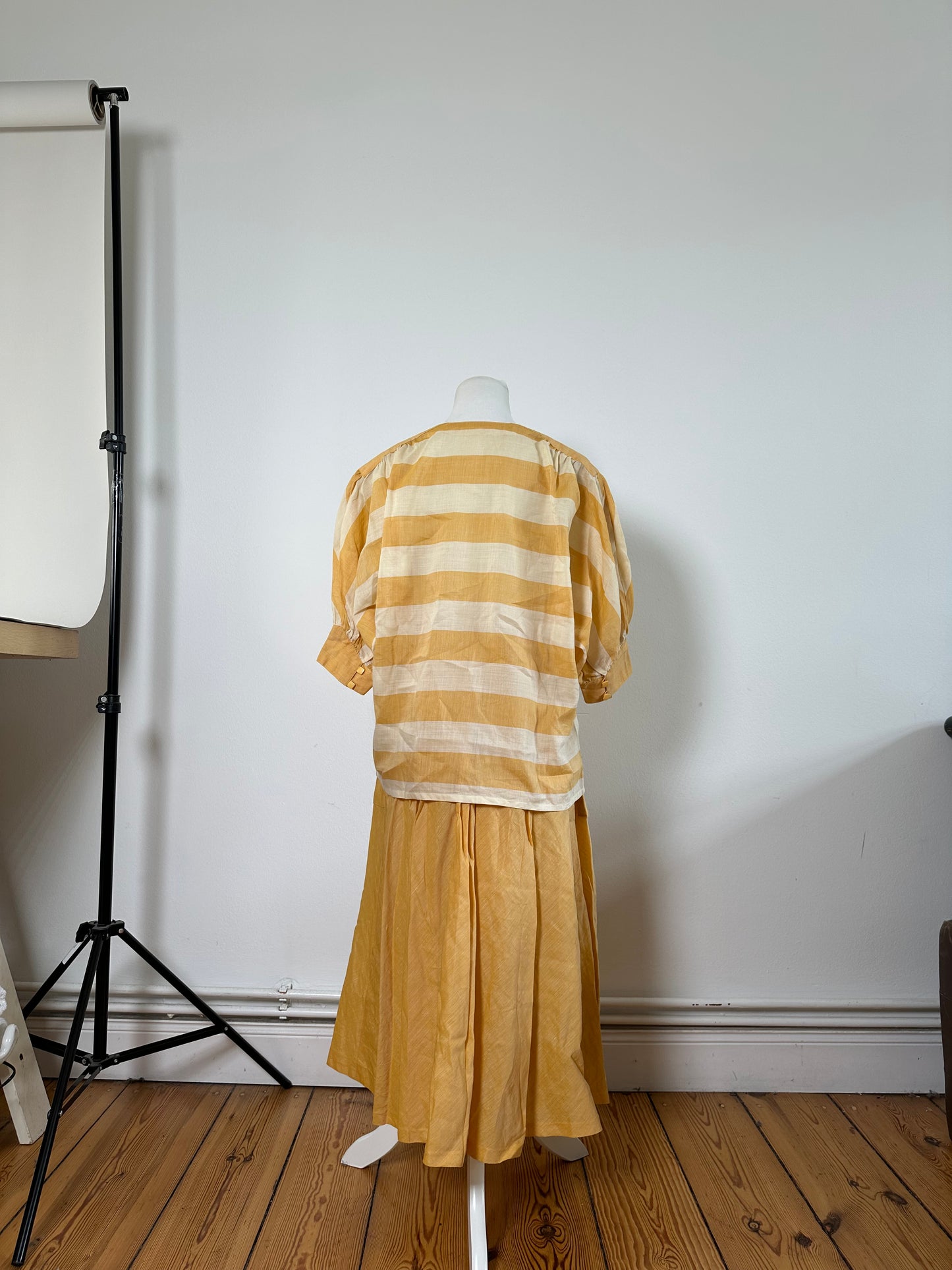 Vintage Dior Linen Twin Set Yellow Cream M