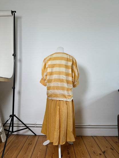 Vintage Dior Linen Twin Set Yellow Cream M