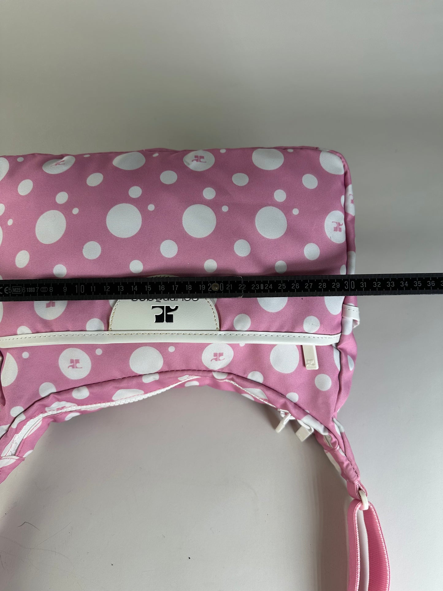 Vintage Courreges Polka Dot Nylon Hobo Bag Pink White