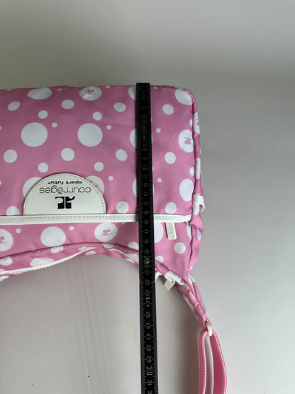 Vintage Courreges Polka Dot Nylon Hobo Bag Pink White