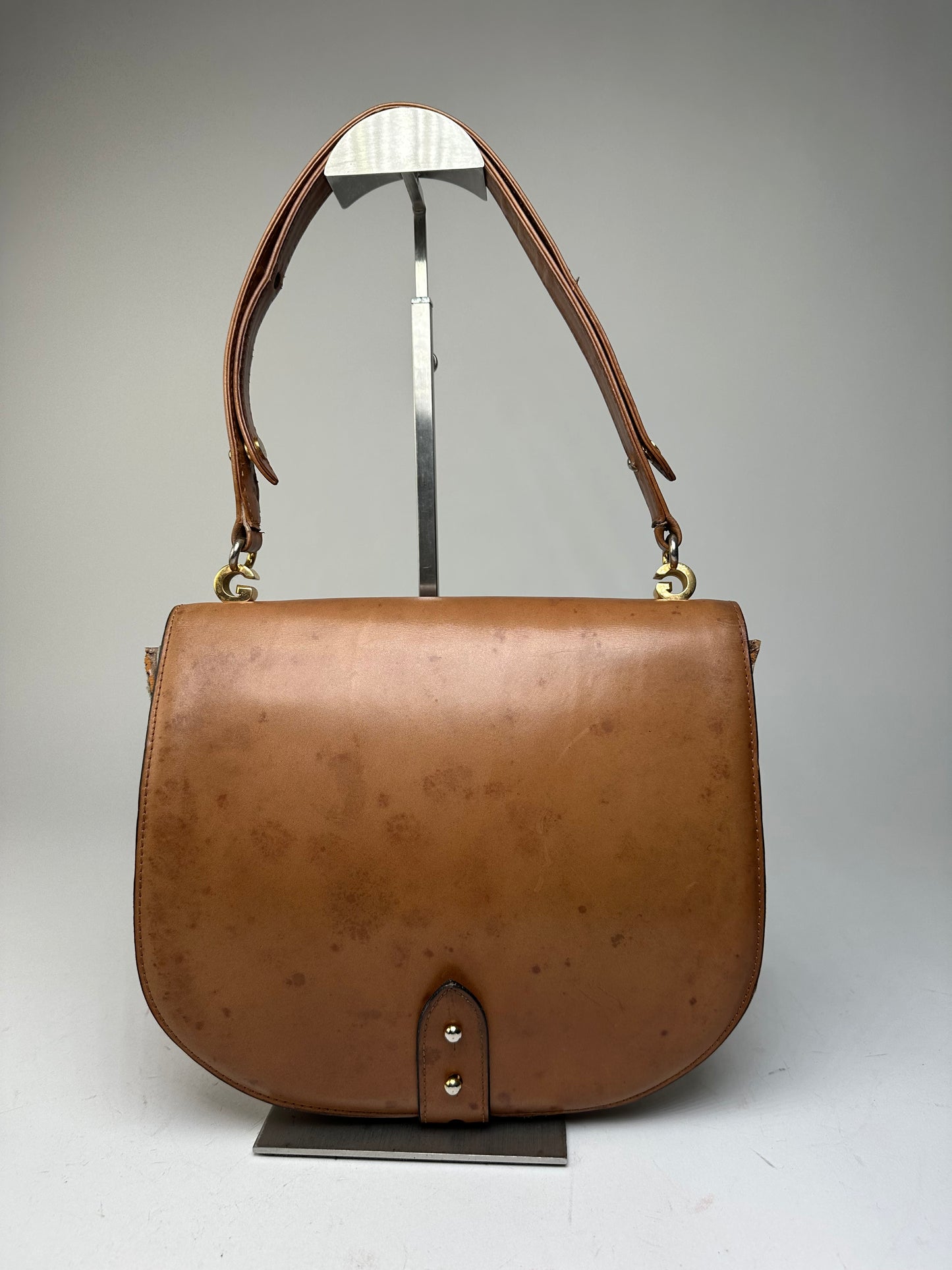Vintage Gucci Leather Shoulder Bag Tan
