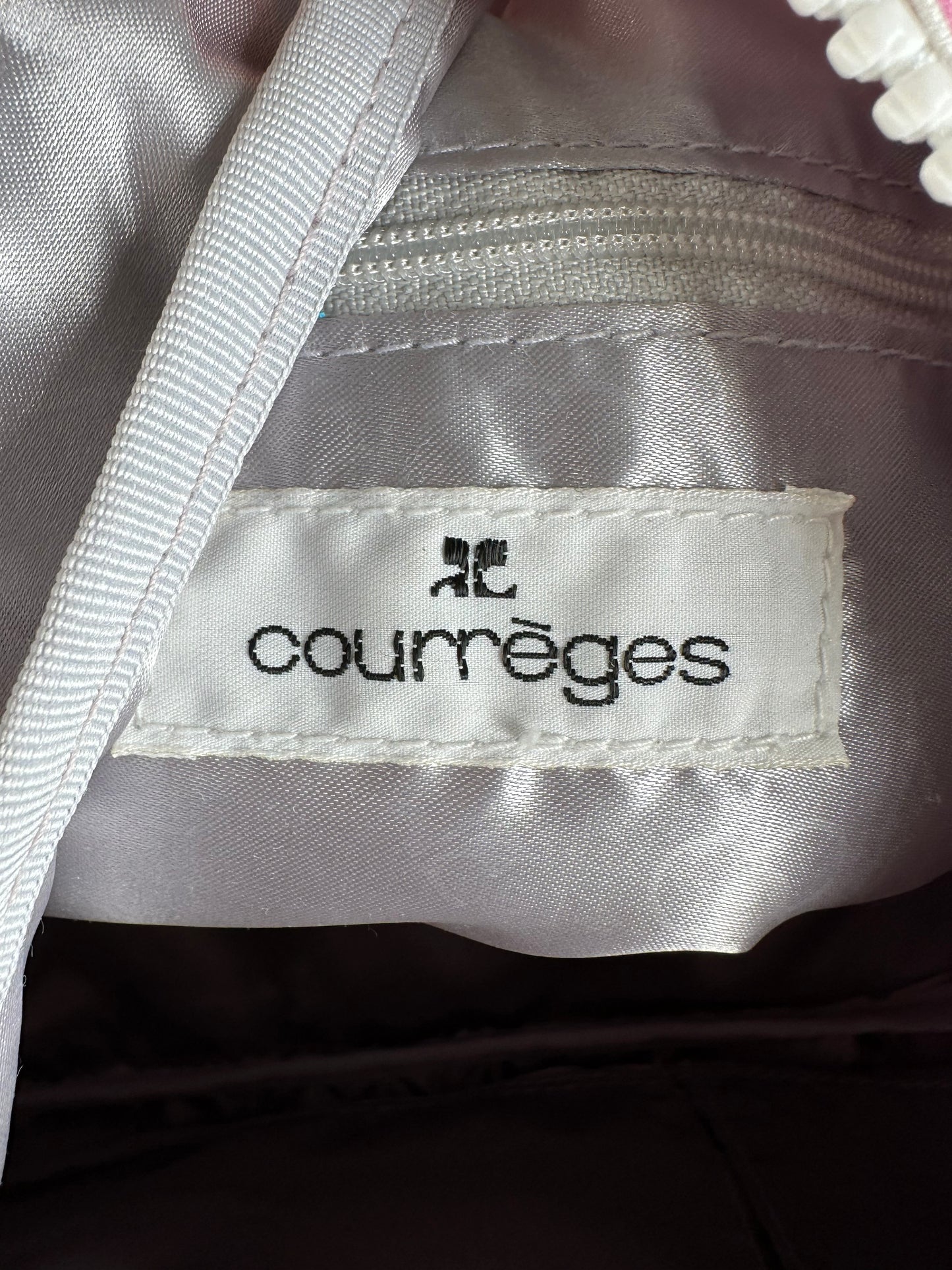 Vintage Courreges Polka Dot Nylon Hobo Bag Pink White