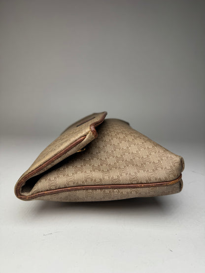 Pochette vintage en cuir monogramme Céline Paris beige marron