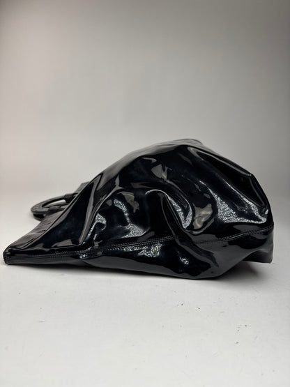 Vintage Celine Paris Patent Leather Ring Bag Black