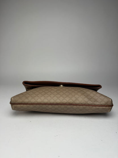 Pochette vintage en cuir monogramme Céline Paris beige marron