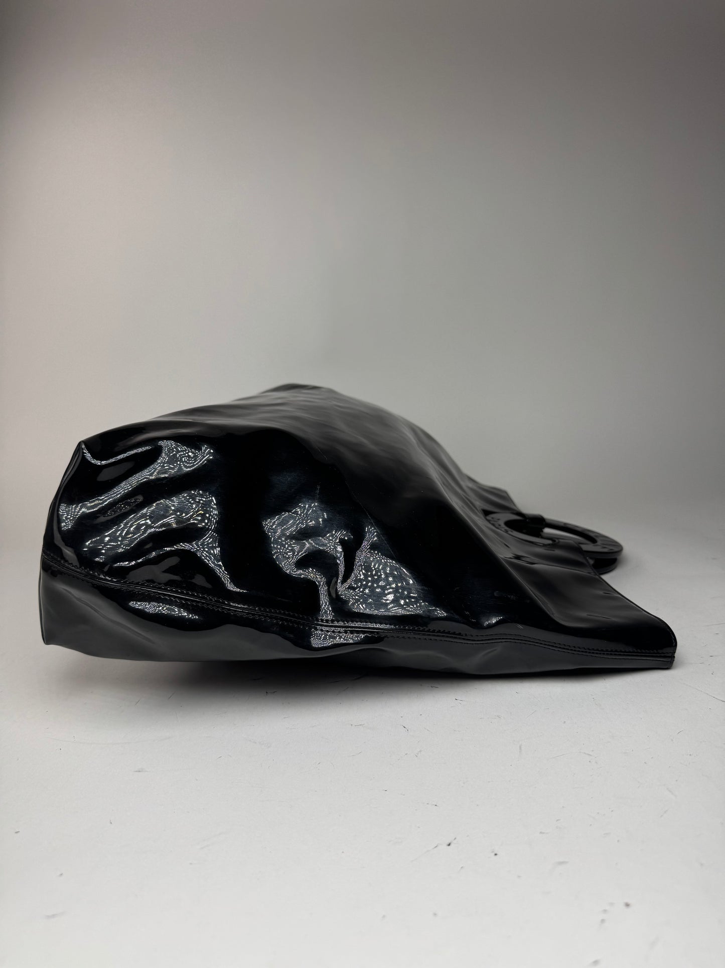 Vintage Celine Paris Patent Leather Ring Bag Black