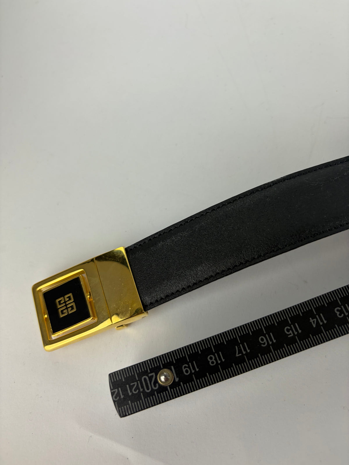 Vintage Givenchy 4G Logo Leather Belt c. Late 1980s Black Gold