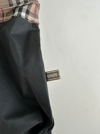 Vintage Burberry Check Canvas Tote Bag Beige Black Red