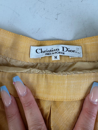 Vintage Dior Linen Twin Set Yellow Cream M