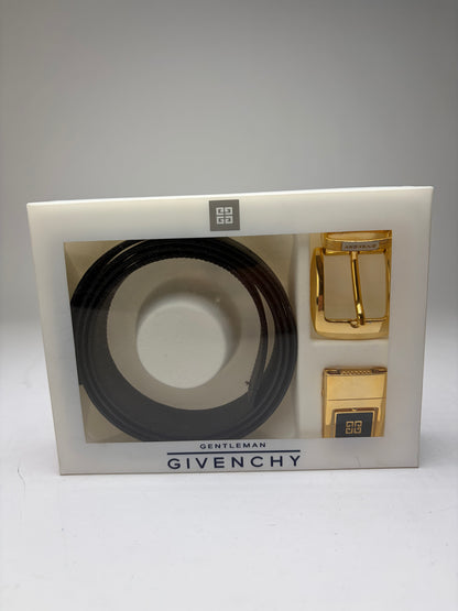 Vintage Givenchy 4G Logo Leather Belt c. Late 1980s Black Gold