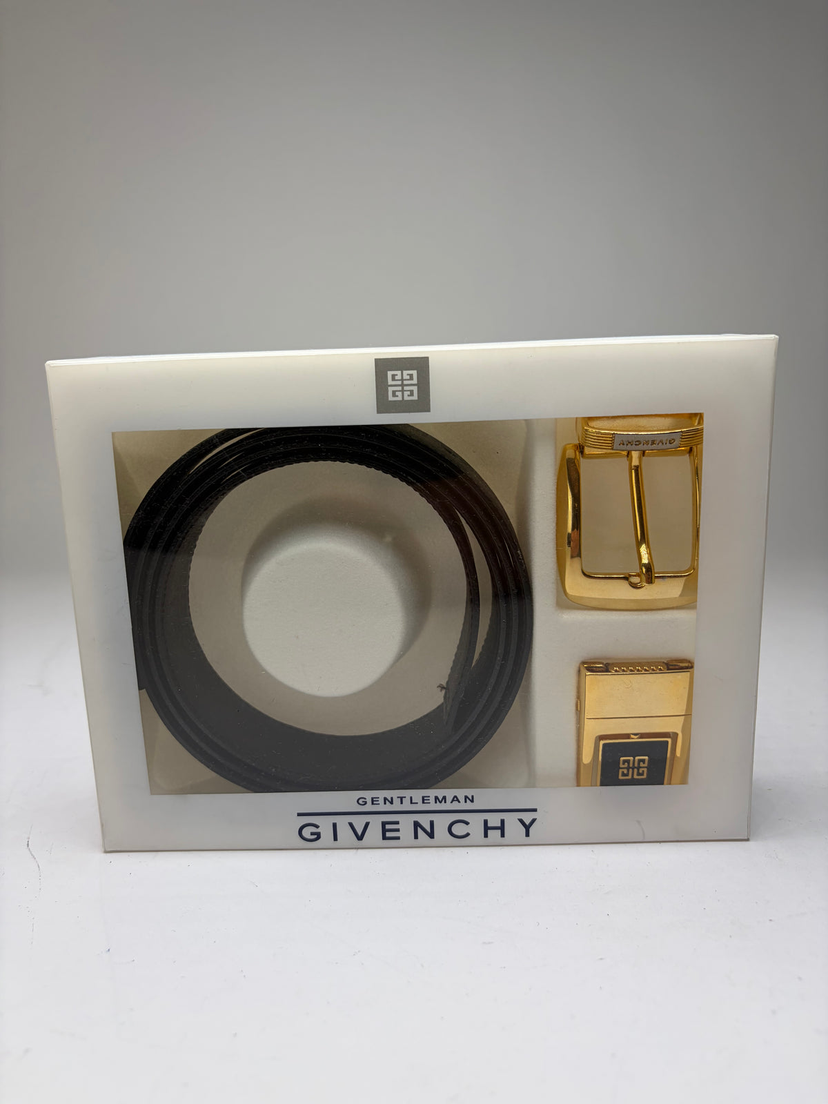 Vintage Givenchy 4G Logo Leather Belt c. Late 1980s Black Gold
