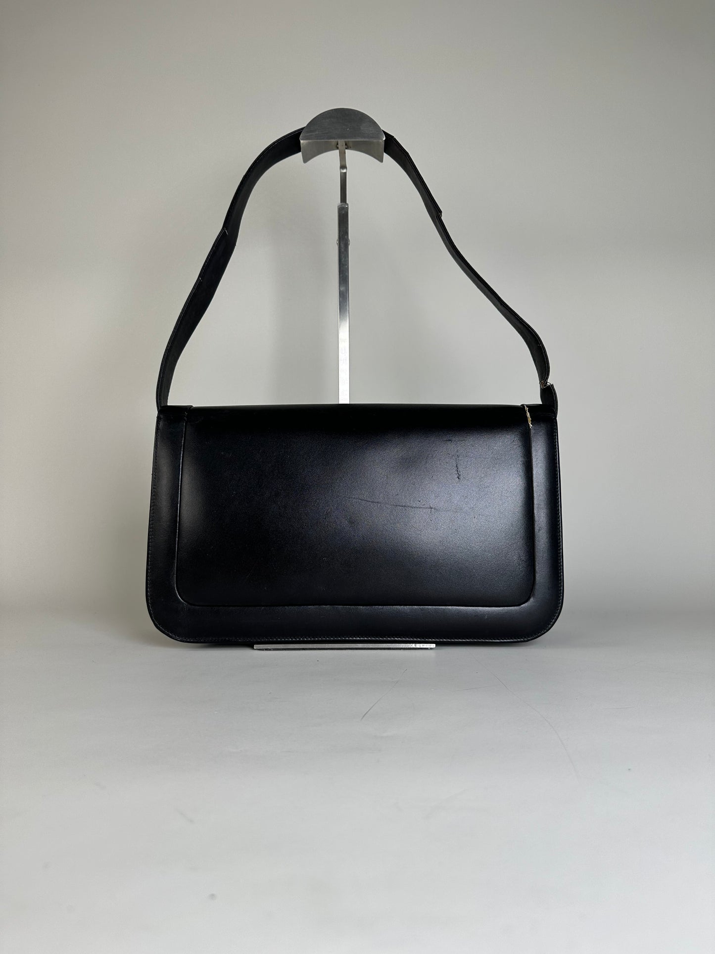Vintage Givenchy Leather Shoulder Bag Black Gold