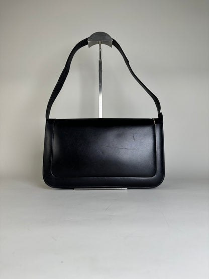 Vintage Givenchy Leather Shoulder Bag Black Gold
