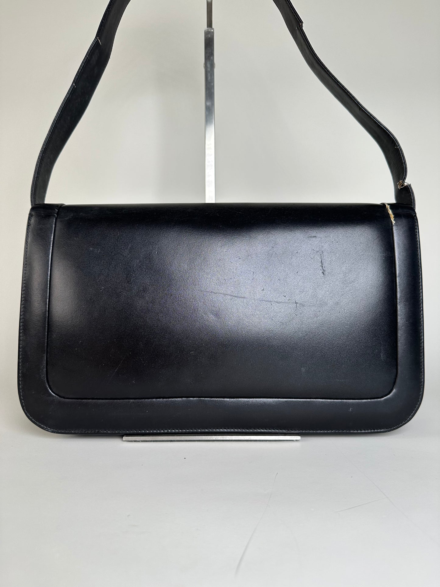 Vintage Givenchy Leather Shoulder Bag Black Gold