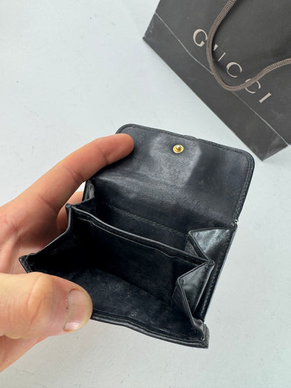 Vintage Gucci Bamboo Leather Wallet Black