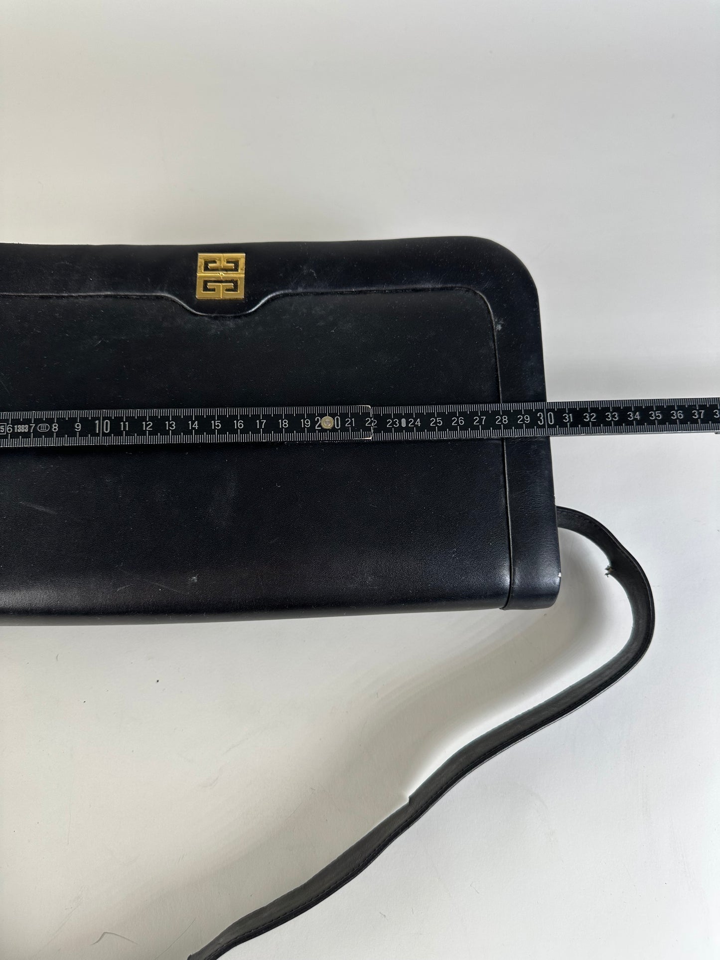 Vintage Givenchy Leather Shoulder Bag Black Gold