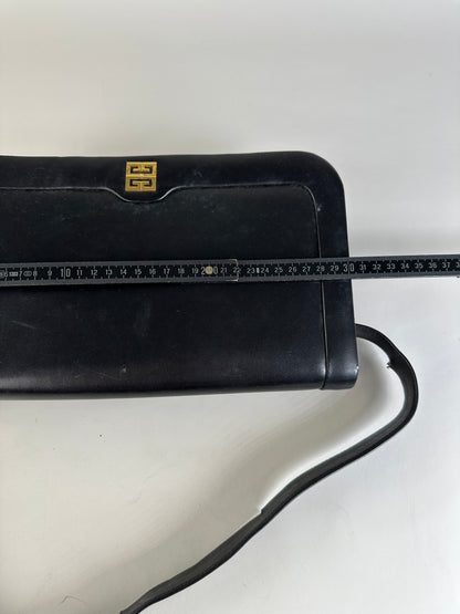 Vintage Givenchy Leather Shoulder Bag Black Gold