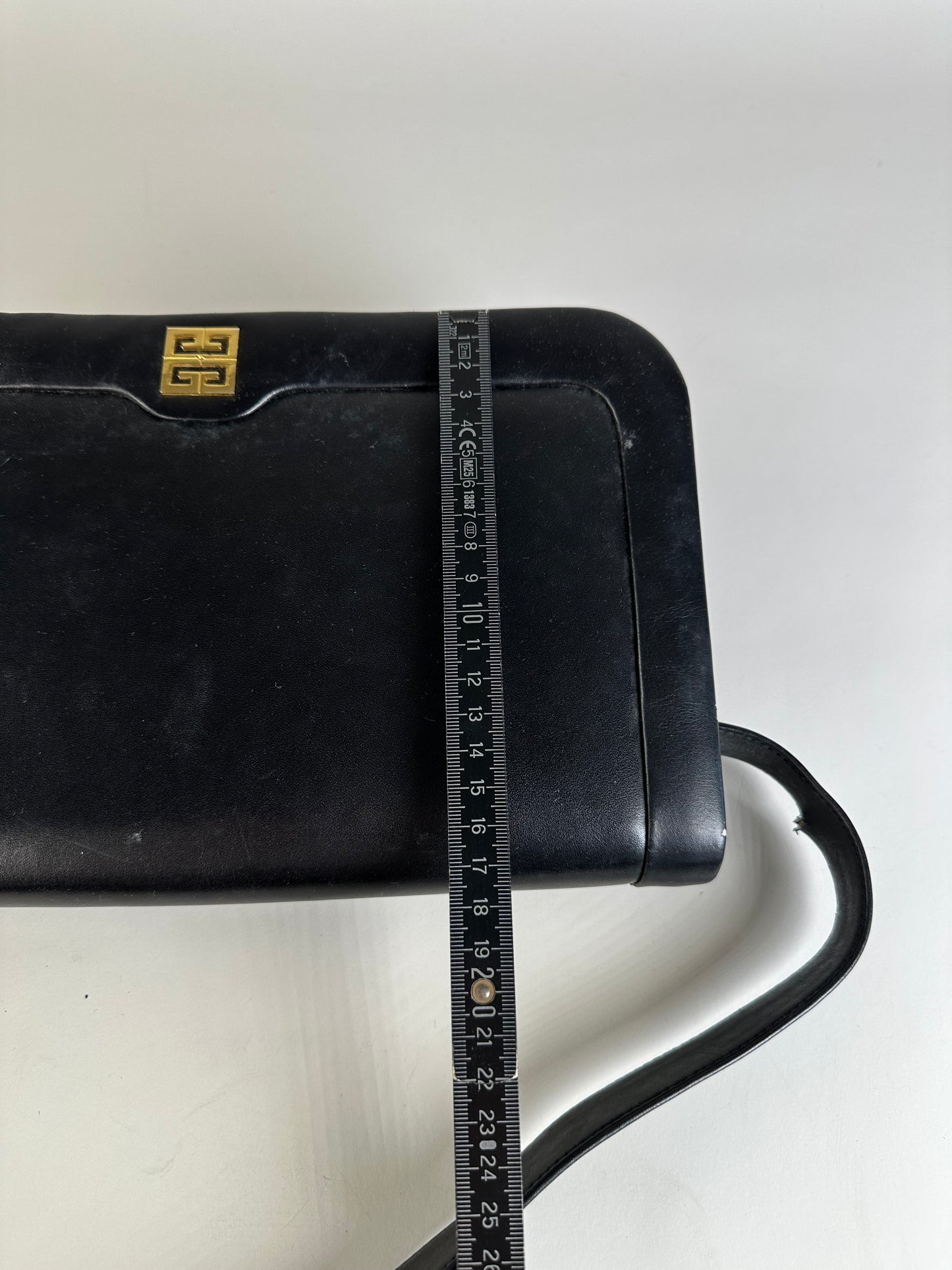 Vintage Givenchy Leather Shoulder Bag Black Gold