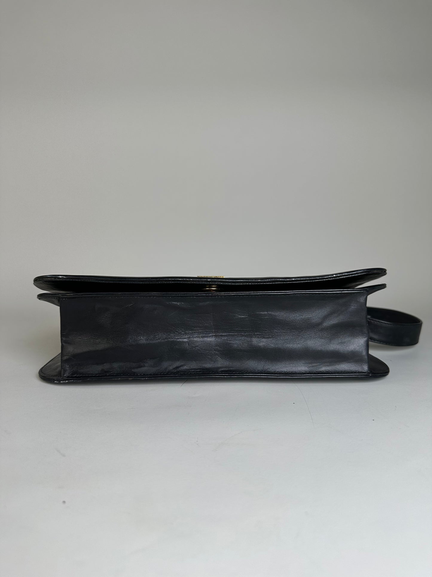 Vintage Givenchy Leather Shoulder Bag Black Gold