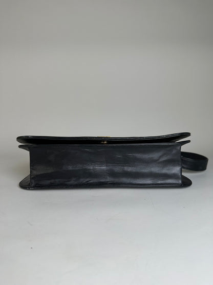 Vintage Givenchy Leather Shoulder Bag Black Gold