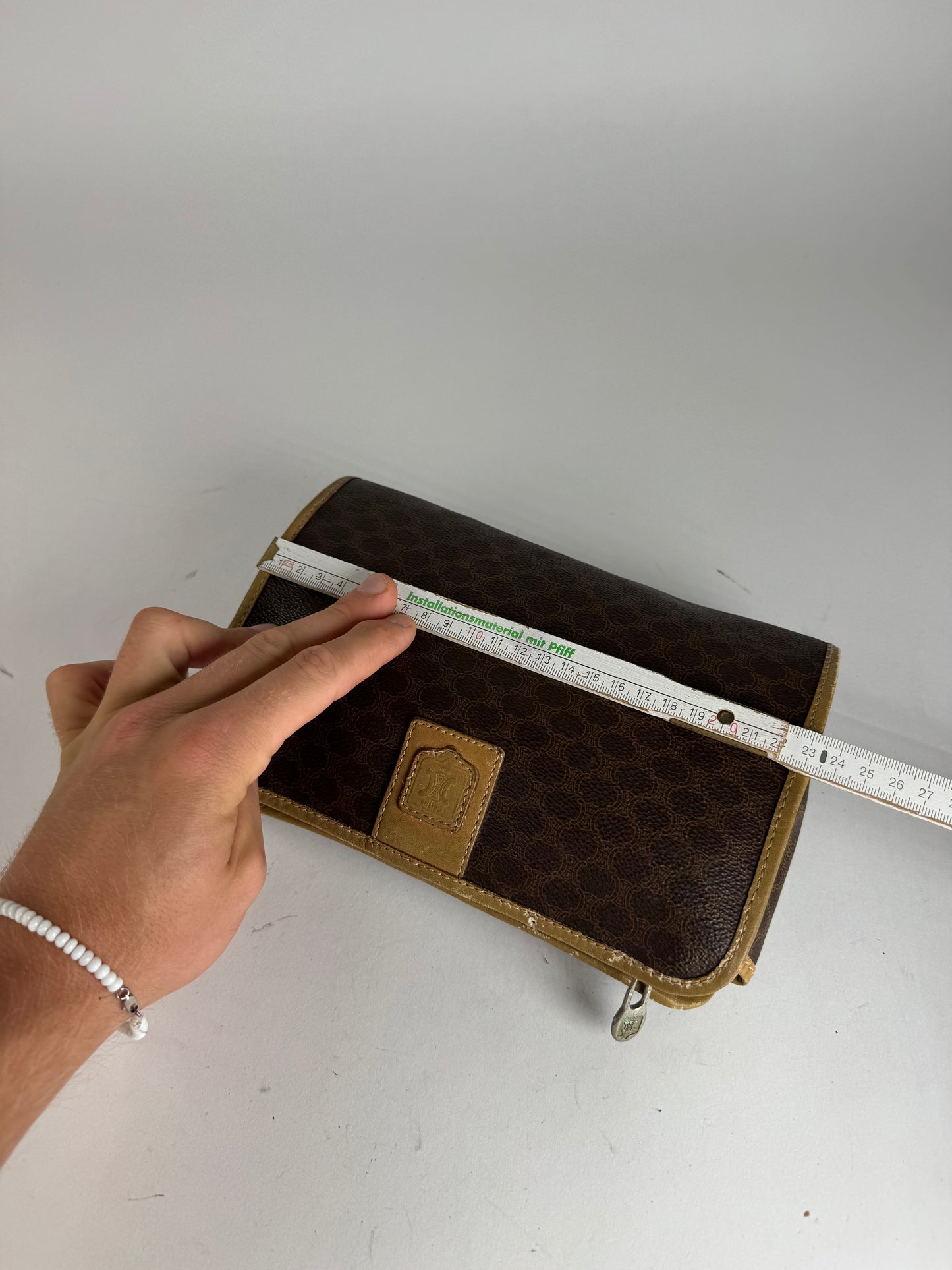 Vintage Celine Monogram Leather clutch brown